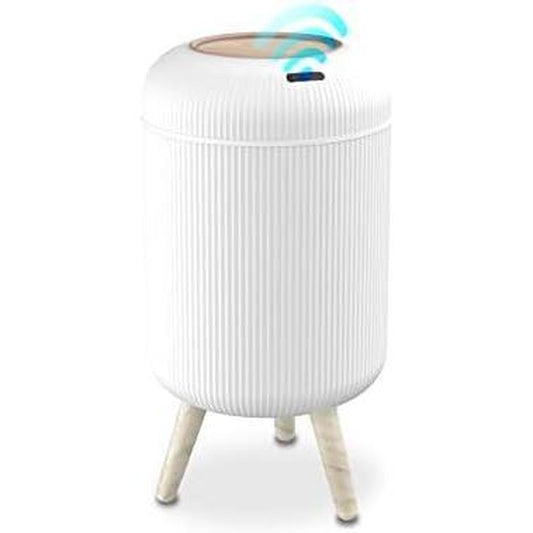 Motion Sensor Modern Office Trash Can, Touchless round Nordic Trash Can, Motion Sensor Garbage Can for Bathroom, Bedroom, 3 Gallon, White
