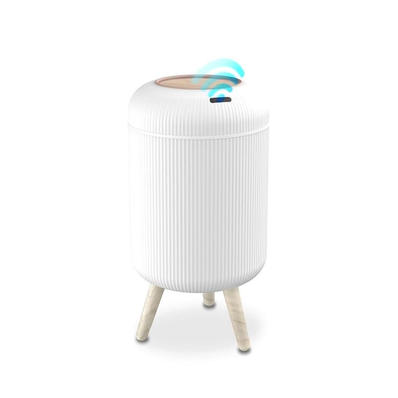 Motion Sensor Modern Office Trash Can, Touchless round Nordic Trash Can, Motion Sensor Garbage Can for Bathroom, Bedroom, 3 Gallon, White