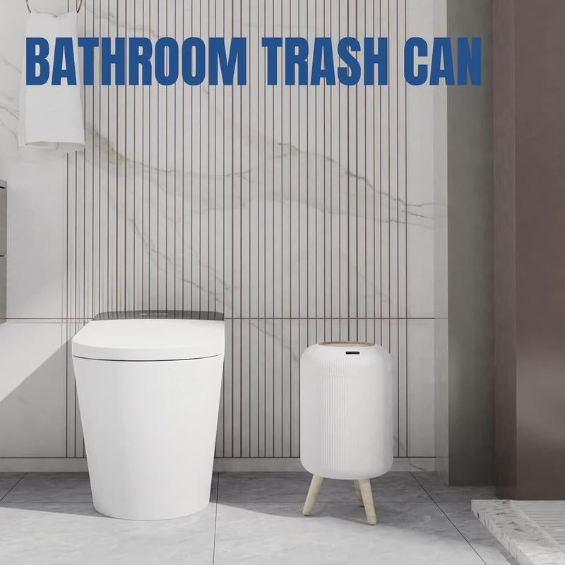 Motion Sensor Modern Office Trash Can, Touchless round Nordic Trash Can, Motion Sensor Garbage Can for Bathroom, Bedroom, 3 Gallon, White