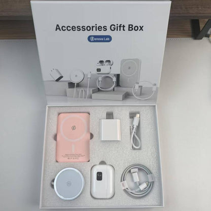 ARTCYBER 6-In-1 Charging Kit: Fast Charge, Magnetic Power Bank, Wireless Charger, Type-C to Fast Charging Cable, Adapter & Audio Support, Compact & Portable. Headset Device