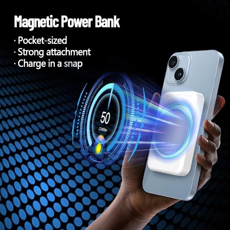 ARTCYBER 6-In-1 Charging Kit: Fast Charge, Magnetic Power Bank, Wireless Charger, Type-C to Fast Charging Cable, Adapter & Audio Support, Compact & Portable. Headset Device
